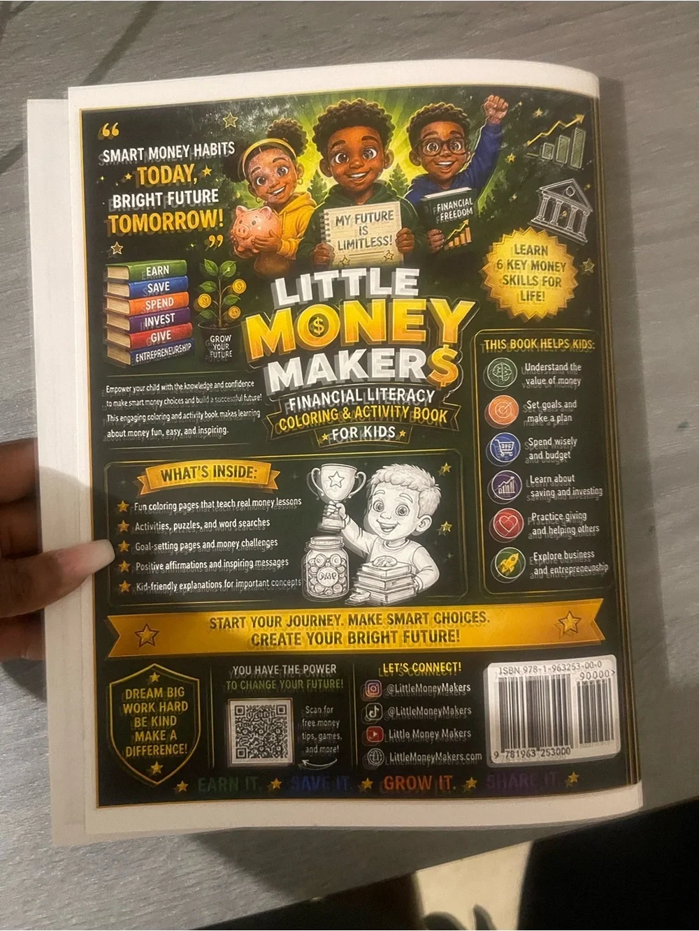 Financial Literacy Coloring & Activity Book - Yellow/Green